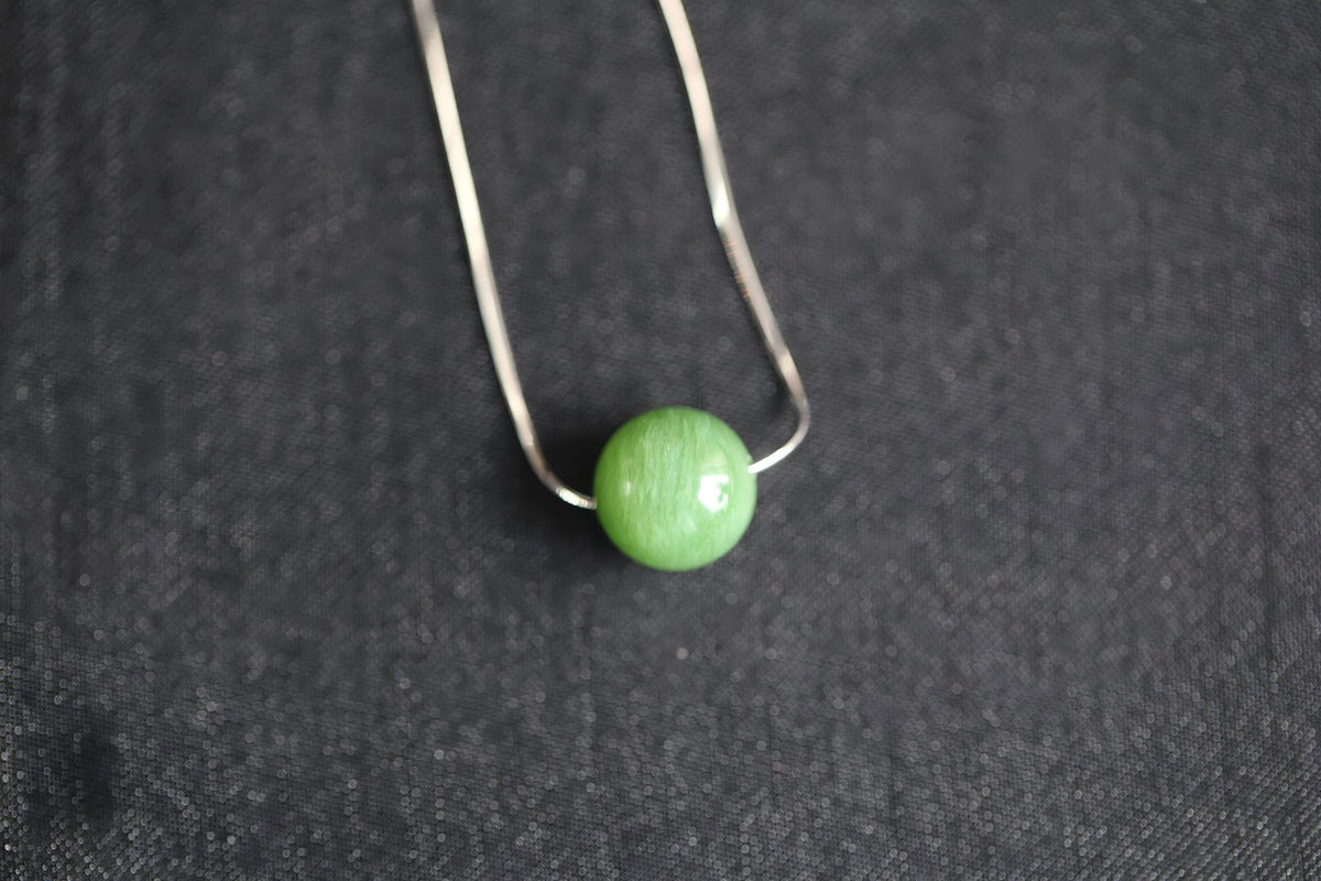 GAIA Pure 12 · Willow Green 1 — nephrite jade bead necklace, front