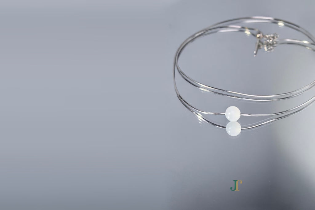 GAIA Pure 6 · Suet White — nephrite jade bead necklace, detail