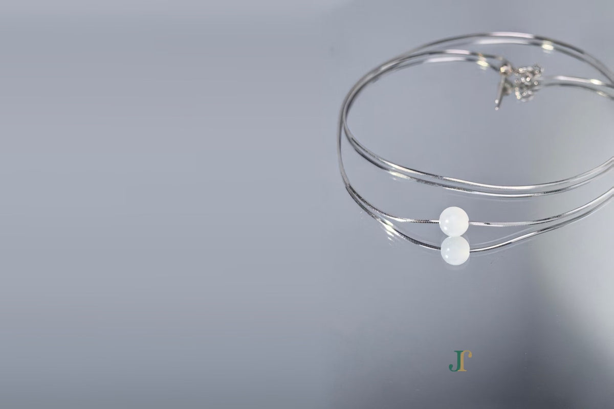 GAIA Pure 6 · Suet White — nephrite jade bead necklace, detail
