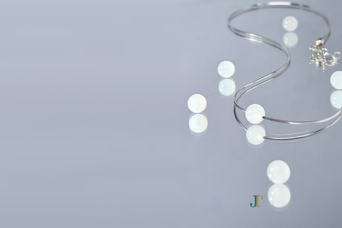 GAIA Pure 6 · Suet White — nephrite jade bead necklace, alternate view