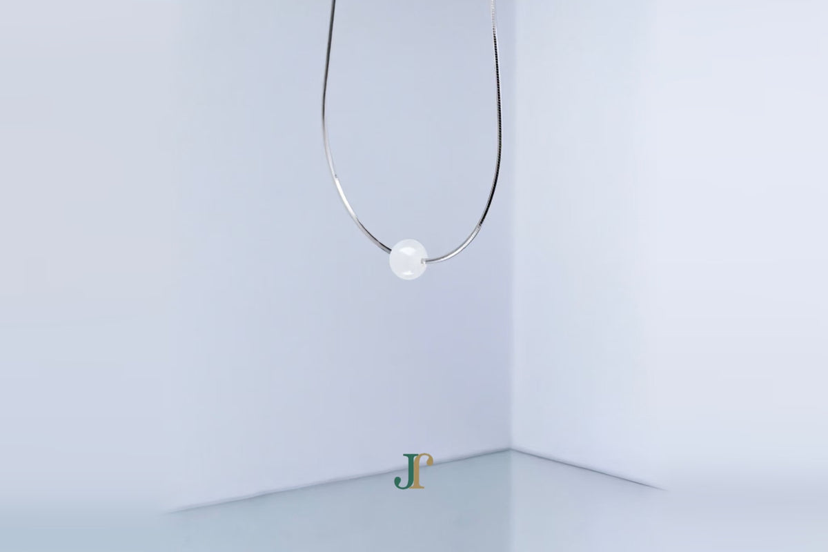 GAIA Pure 6 · Suet White — nephrite jade bead necklace, hanging