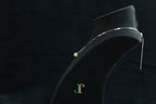 GAIA Pure 8 · Honey-Amber — nephrite jade bead necklace, on a display bust, side view