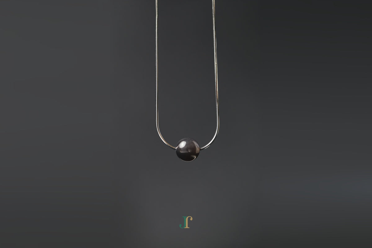 GAIA Pure 8 · Smoky Lilac — nephrite jade bead necklace, hanging