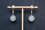 GAIA Snow 10 · Smoky Lilac — nephrite jade earrings, close view