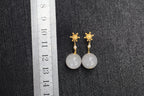 GAIA Snow 10 · Smoky Lilac — nephrite jade earrings, size reference