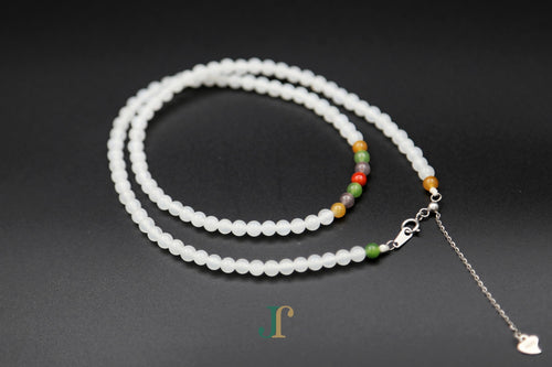GAIA Strand 4 · Multi-Colour — nephrite jade bead necklace, clasp and chain