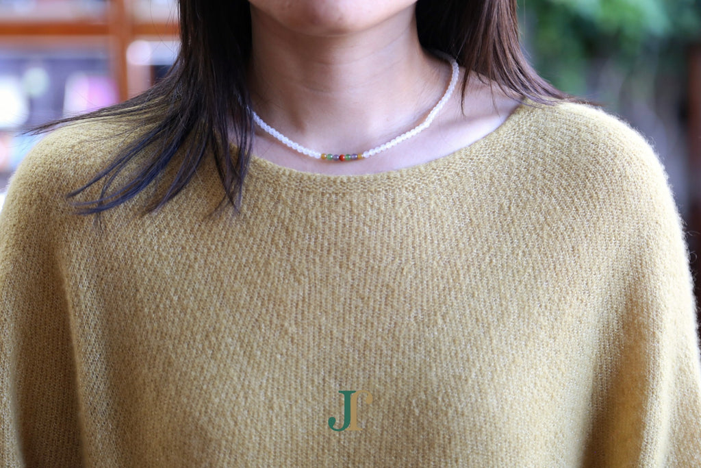 GAIA Strand 4 · Multi-Colour — nephrite jade bead necklace, worn
