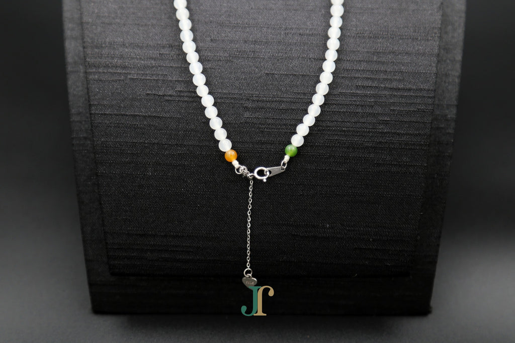 GAIA Strand 4 · Multi-Colour — nephrite jade bead necklace, back view of the clasp