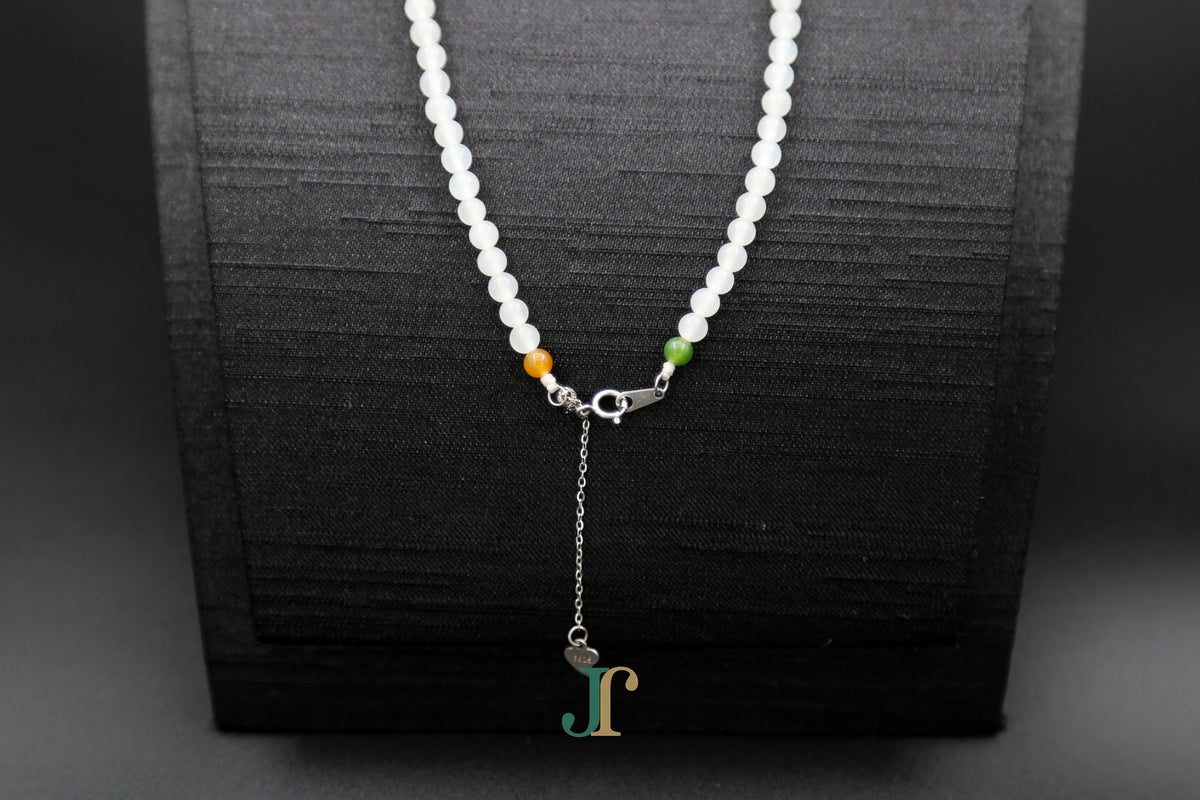 GAIA Strand 4 · Multi-Colour — nephrite jade bead necklace, back view of the clasp