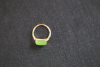 GALET 001 · Willow Green — nephrite jade ring, front