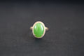 GALET 002 · Willow Green — nephrite jade ring, front