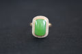 GALET 003 · Willow Green — nephrite jade ring, front