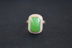 GALET 003 · Willow Green — nephrite jade ring, front