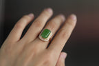GALET 003 · Willow Green — nephrite jade ring, on the hand
