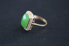 GALET 003 · Willow Green — nephrite jade ring, setting detail