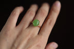 GALET 005 · Willow Green — nephrite jade ring, on the hand