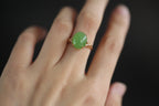 GALET 005 · Willow Green — nephrite jade ring, on the model