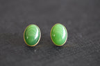 GALET 006 · Willow Green — nephrite jade earrings, detail