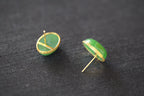 GALET 006 · Willow Green — nephrite jade earrings, setting detail