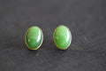 GALET 006 · Willow Green — nephrite jade earrings, front