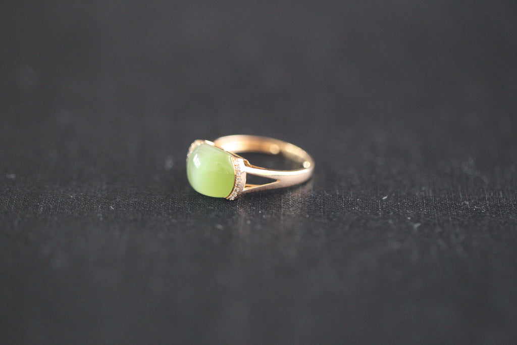 GALET 007 · Cat's Eye — nephrite jade ring, front