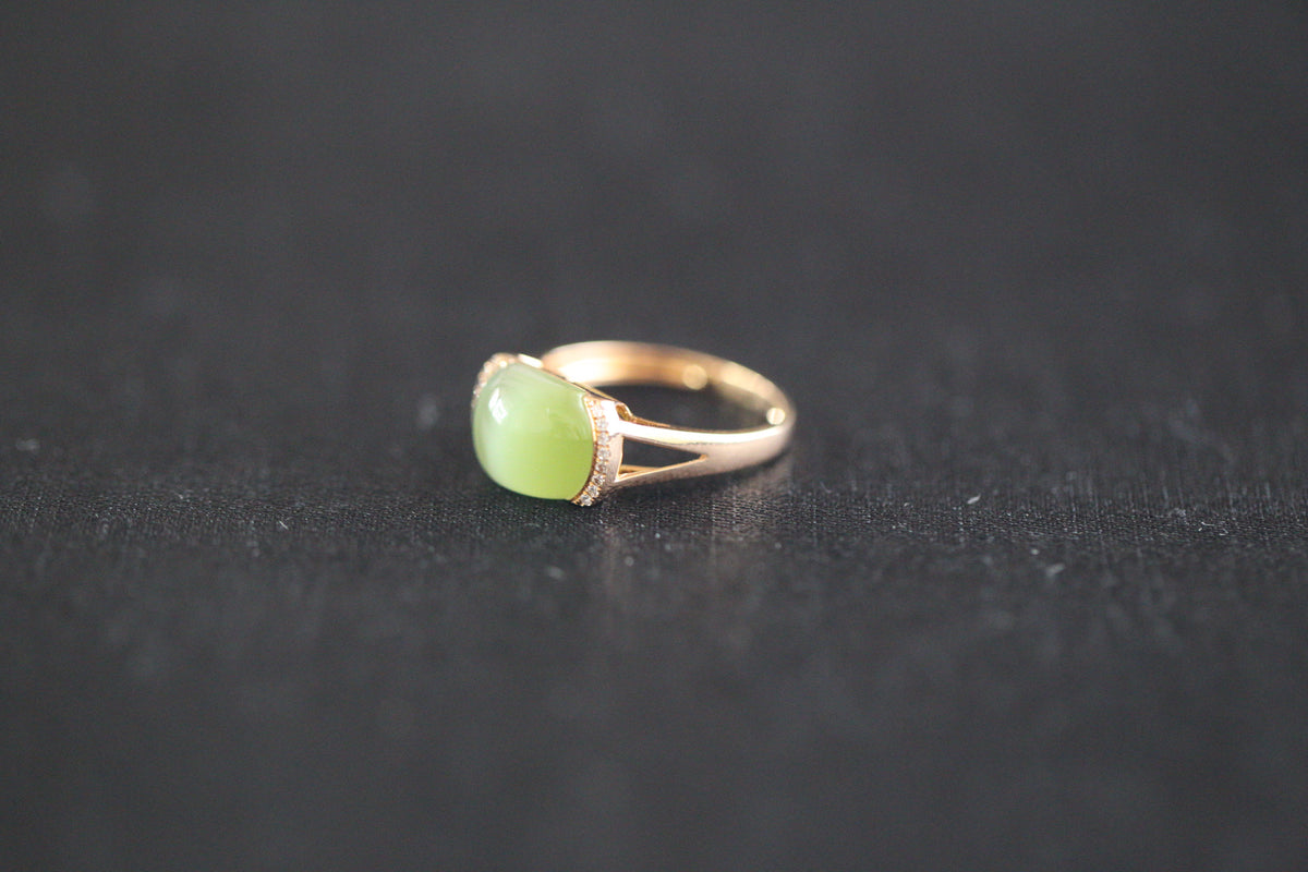 GALET 007 · Cat's Eye — nephrite jade ring, front