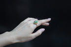 GALET 008 · Cat's Eye — nephrite jade ring, on the hand