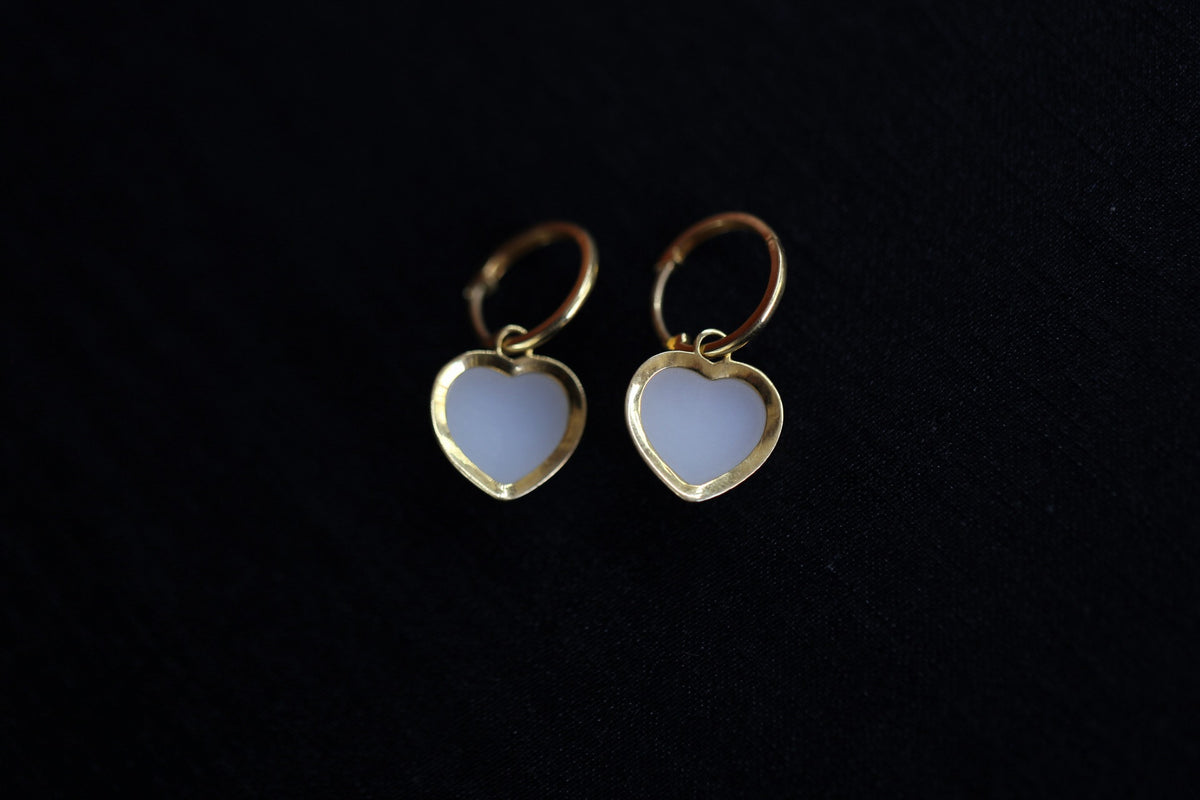 GALET 014 · Suet White — nephrite jade earrings, close view