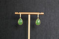 GALET 015 · Willow Green — nephrite jade earrings, front