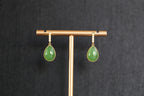 GALET 015 · Willow Green — nephrite jade earrings, front