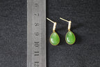 GALET 015 · Willow Green — nephrite jade earrings, detail