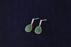 GALET 015 · Willow Green — nephrite jade earrings, close view