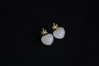 GALET 016 · Lotus Pink — nephrite jade earrings, detail