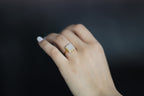 GALET 018 · Lotus Pink — nephrite jade ring, on the model