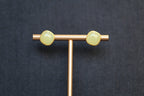 GALET 020 · Golden Green — nephrite jade earrings, detail
