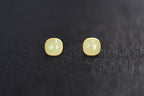 GALET 020 · Golden Green — nephrite jade earrings, close view
