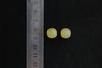 GALET 020 · Golden Green — nephrite jade earrings, size reference