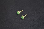 GALET 022 · Spinach Green — nephrite jade earrings, close view