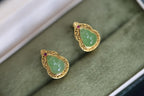 GALET 023 · Willow Green — nephrite jade earrings, detail