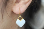 GALET 024 · Suet White — nephrite jade earrings, on the model
