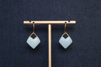 GALET 024 · Suet White — nephrite jade earrings, close view