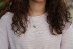 GALET 031 · Willow Green — nephrite jade necklace, on the model