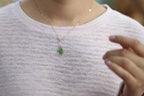 GALET 032 · Willow Green — nephrite jade necklace, on the model