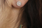 GALET 034 · Suet White — nephrite jade earrings, on the model, close