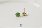 GALET 035 · Willow Green — nephrite jade earrings, back view