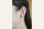 GALET 036 · Willow Green — nephrite jade earrings, on the ear