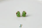 GALET 036 · Willow Green — nephrite jade earrings, close view