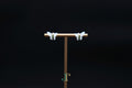 GALET 037 · Suet White — nephrite jade earrings, on a display stand