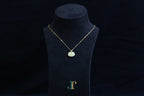 GALET 039 · Golden Green — nephrite jade necklace, on a display bust
