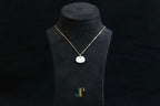 GALET 040 · Suet White — nephrite jade necklace, on a display bust
